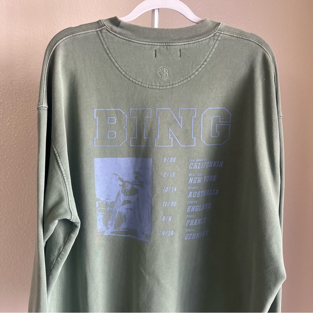 Anine Bing Cody Sweatshirt Bing Live in Green Size M - Picture 5 of 14